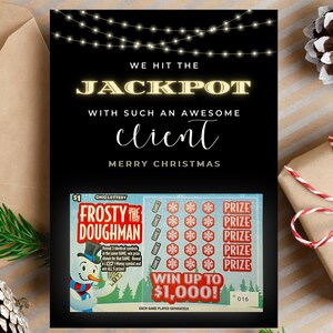 Modello Canva per titolare della carta della lotteria di apprezzamento del cliente / Regalo di ringraziamento del Lotto / Grazie a un agente immobiliare del Lotto Cliente vicino di casa