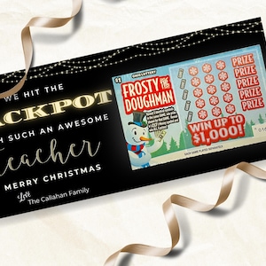Modello Canva per titolare della carta della lotteria di Natale, regalo del Lotto per l'apprezzamento dell'insegnante, grazie a un agente immobiliare del Lotto, vicino del cliente