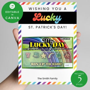 Billets de loto de la Saint-Patrick | Modèle modifiable DIY | Personnalisez avec Canvas | Joyeuse Saint-Patrick | Porte-billet de loterie à gratter