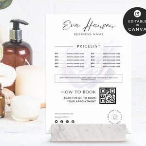 DIY Preisliste Vorlage Canva, Scan To Pay Card Bearbeitbares QR-Code-Zeichen, Cashapp Paypal-Zeichen für kleine Unternehmen, Venmo-Zahlung druckbar