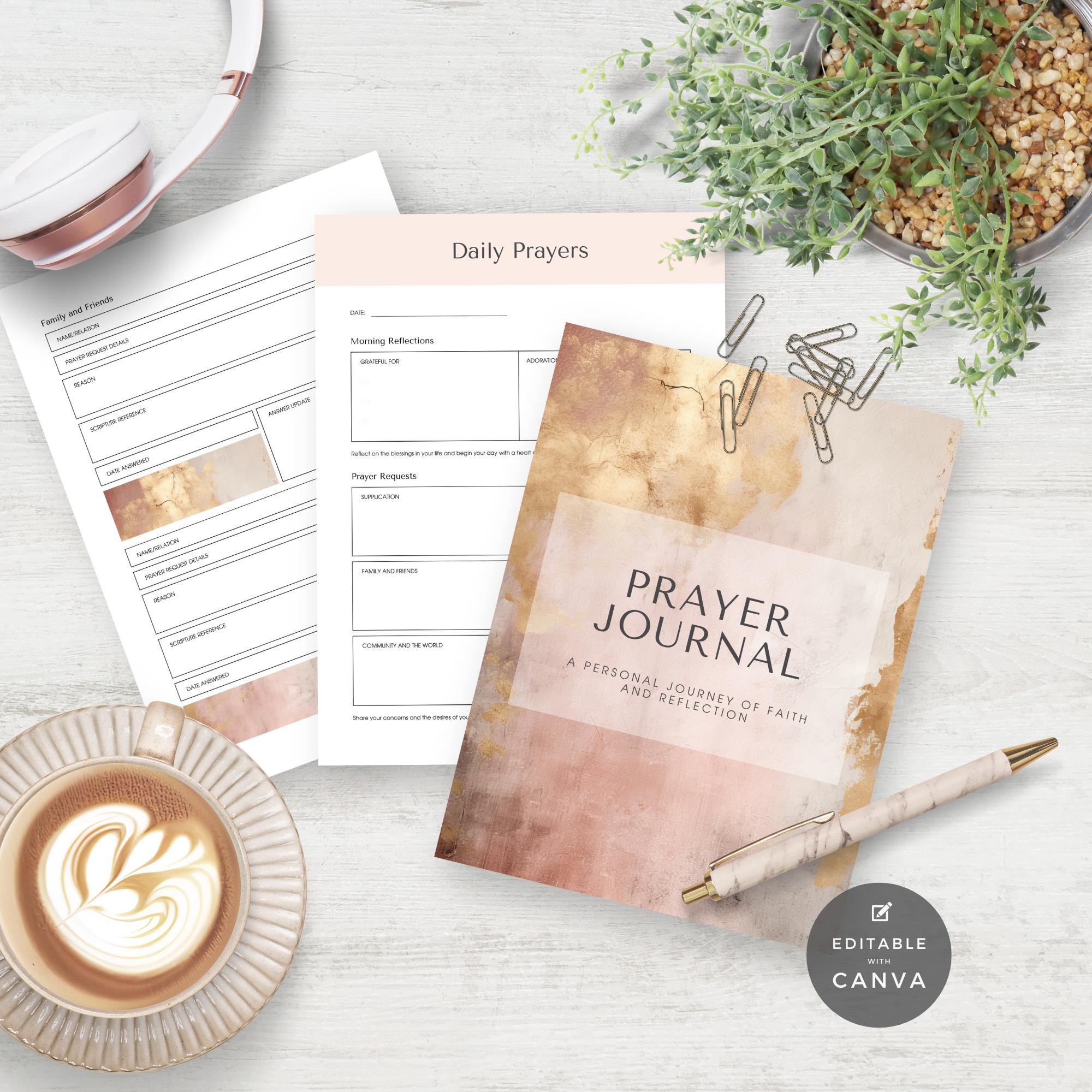 Prayer Journal Canva Template: Digital Bible Study, Daily Devotional ...
