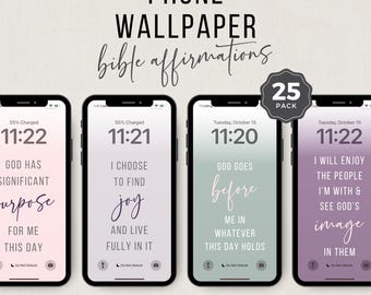 Christian iPhone Wallpaper: Bible Verse Affirmations (Canva Template)