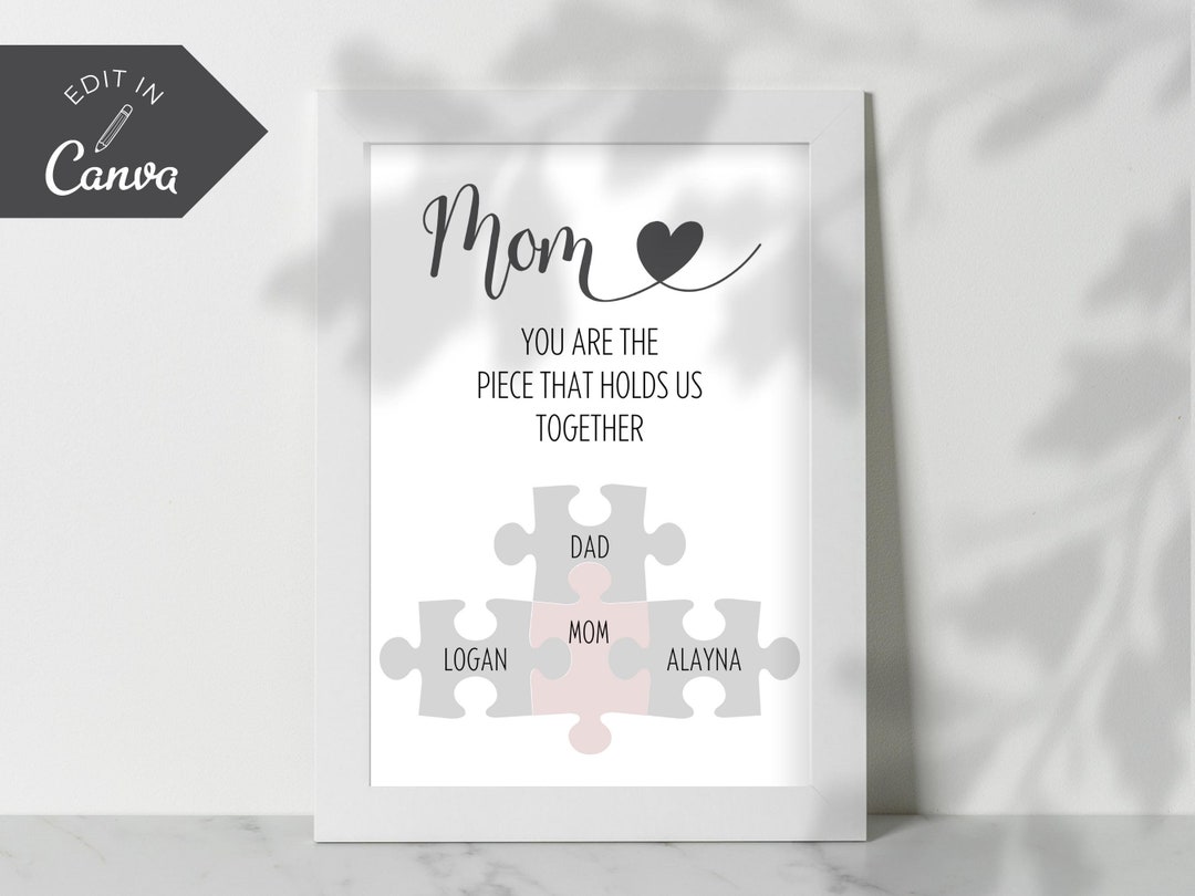Mothers Day Puzzle Printable Template | Custom Mom Sign | You Are the ...