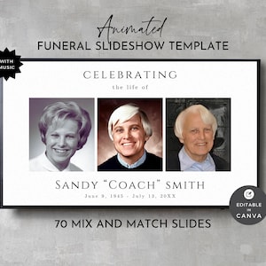 Funeral Slideshow Canva Template, Editable Memorial Video, Celebration of Life Photo Tribute, Customizable Presentations - F18