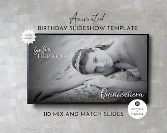 Quinceanera Birthday Slideshow Templates for Canva, Custom Animated Video, Editable Photo Presentation Collage (Digital Download)