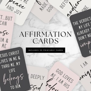 Carte di affermazione cristiana stampabili, modello di carte di affermazione Canva, carte ispiratrici, incoraggiamento stampabile per la cura di sé