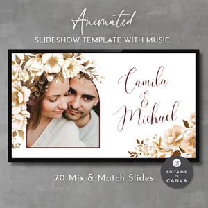 Herbst Blumen Hochzeit Diashow Vorlage: Animierte Andenken (Canva Digital Download)