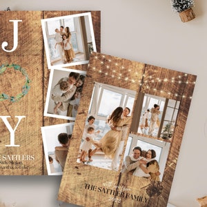 Tarjeta de Navidad Descarga digital Plantilla Canva, Tarjeta electrónica de fotos navideñas de Wood Joy editable, Imagen electrónica de redes sociales DIY