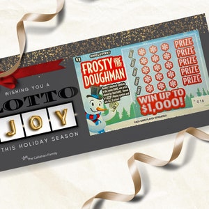 Modello stampabile per porta biglietti della lotteria di Natale su Canva, regalo della lotteria personalizzato modificabile, porta biglietti gratta e vinci per le feste per lui o per lei