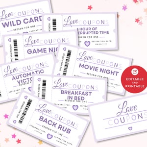 Printable Love Coupon Book: Editable Canva Template (Digital Download)