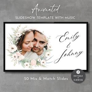 Pink Floral Wedding Slideshow Template: Animated Photo Presentation (Canva)