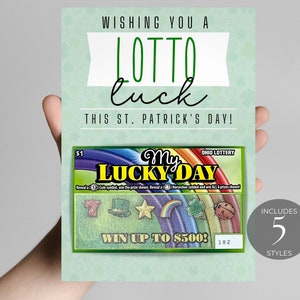 Bilety Lotto na Dzień Świętego Patryka | Szablon do edycji DIY | Personalizuj za pomocą Canva | Wesołego Dnia Świętego Patryka | Uchwyt na zdrapki na loterię