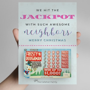 Modello Canva portacarte della lotteria di Natale stampabile, regalo modificabile del lotto di apprezzamento per l'insegnante, portacarte gratta e vinci vicino di casa