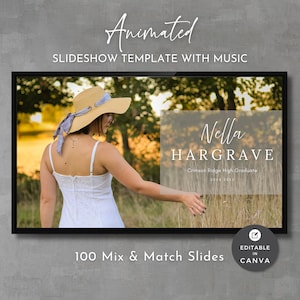 Canva Slideshow Template for Graduation, Editable Video Presentation, Custom Music, Create Your Own Grad Slideshow, Digital Download