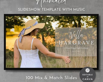 Graduation Slideshow Canva Template: Editable Video Presentation (Digital Download