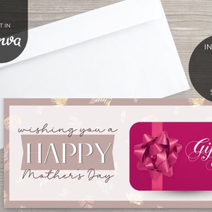 Printable Mother&#39;s Day Gift Card Holder | Personalized Gift Card Holder | Editable Boho Gift For Her | Last Minute Gifts for Mom | Canva