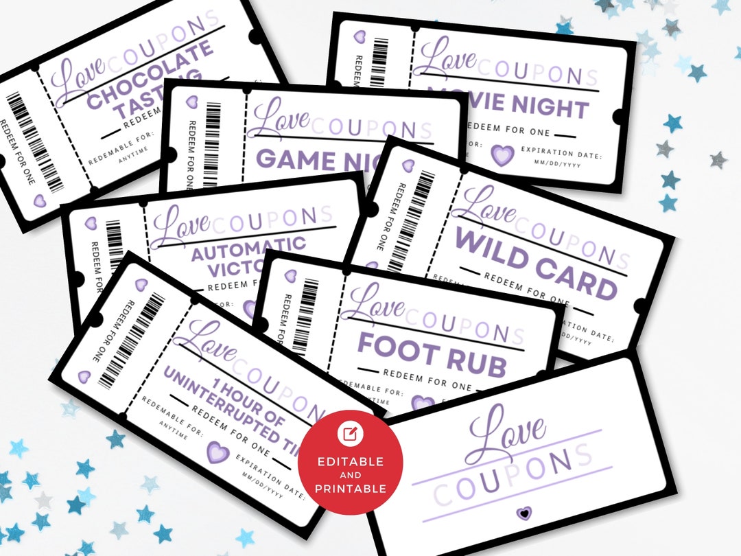Love Coupon Book Canva Template, Printable Editable Coupons ...