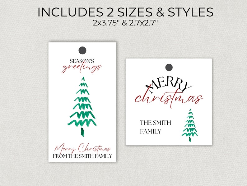Canva Template Christmas Gift Tag, Simple Printable & Editable Clean ...