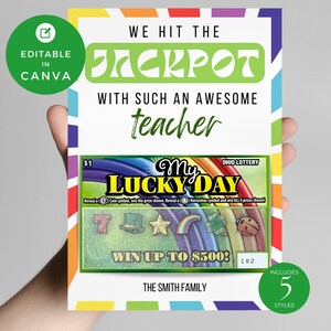 DIY bearbeitbare Vorlage | Personalisieren mit Canva | Druckbares Lotto St. Patrick's Day | Lehrer Wertschätzung Lotterielos