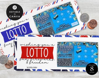 Patriottische 4 juli-lottokaarthouder: cadeau vastgoedklant (canvasjabloon)