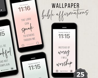 Christian iPhone Wallpaper: Bible Verse Affirmations (Canva Template)