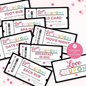 Printable Love Coupon Book: Editable Canva Vouchers (Digital Download)