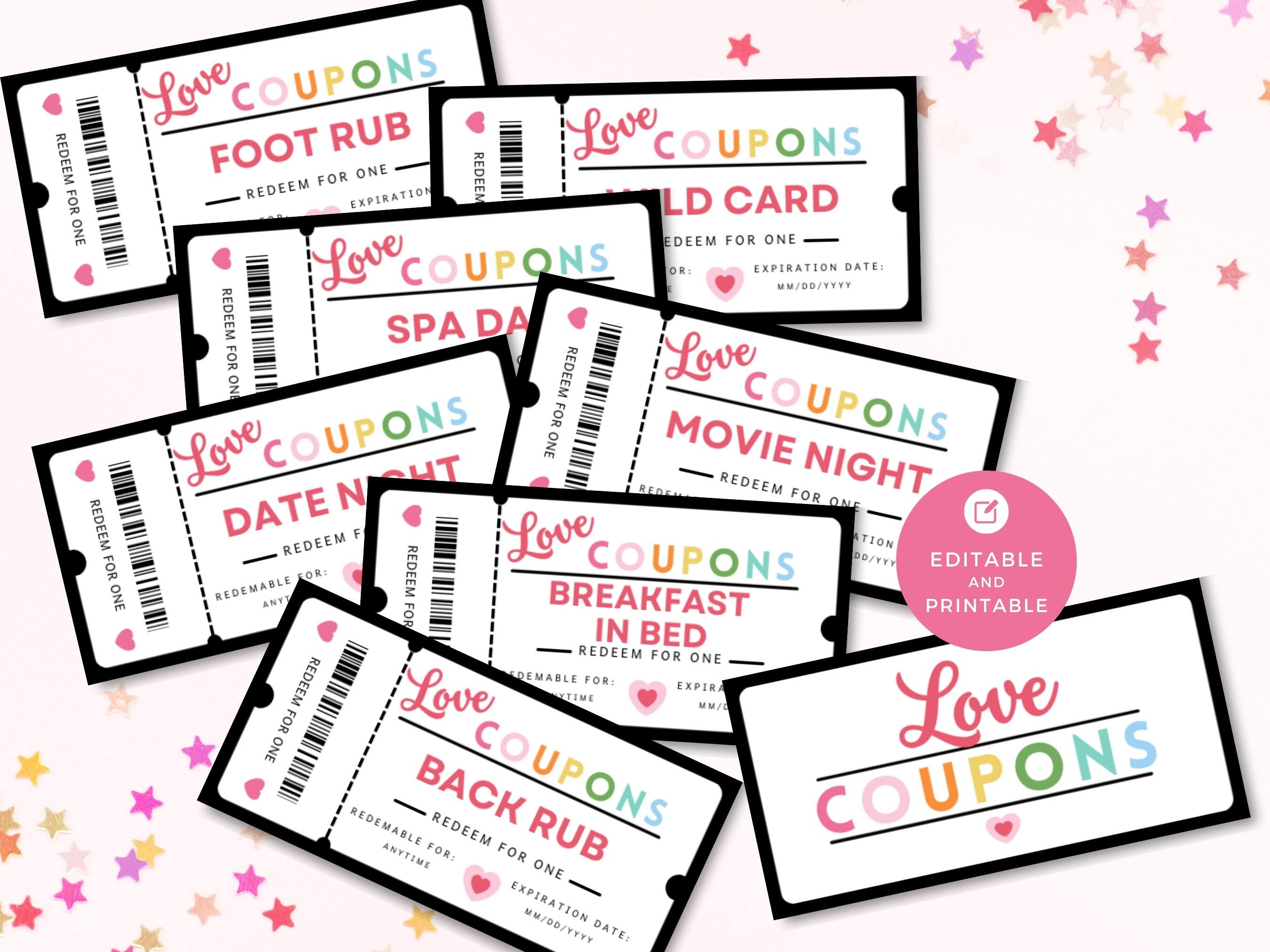 Love Coupon Book Canva Template, Printable Editable Coupons ...