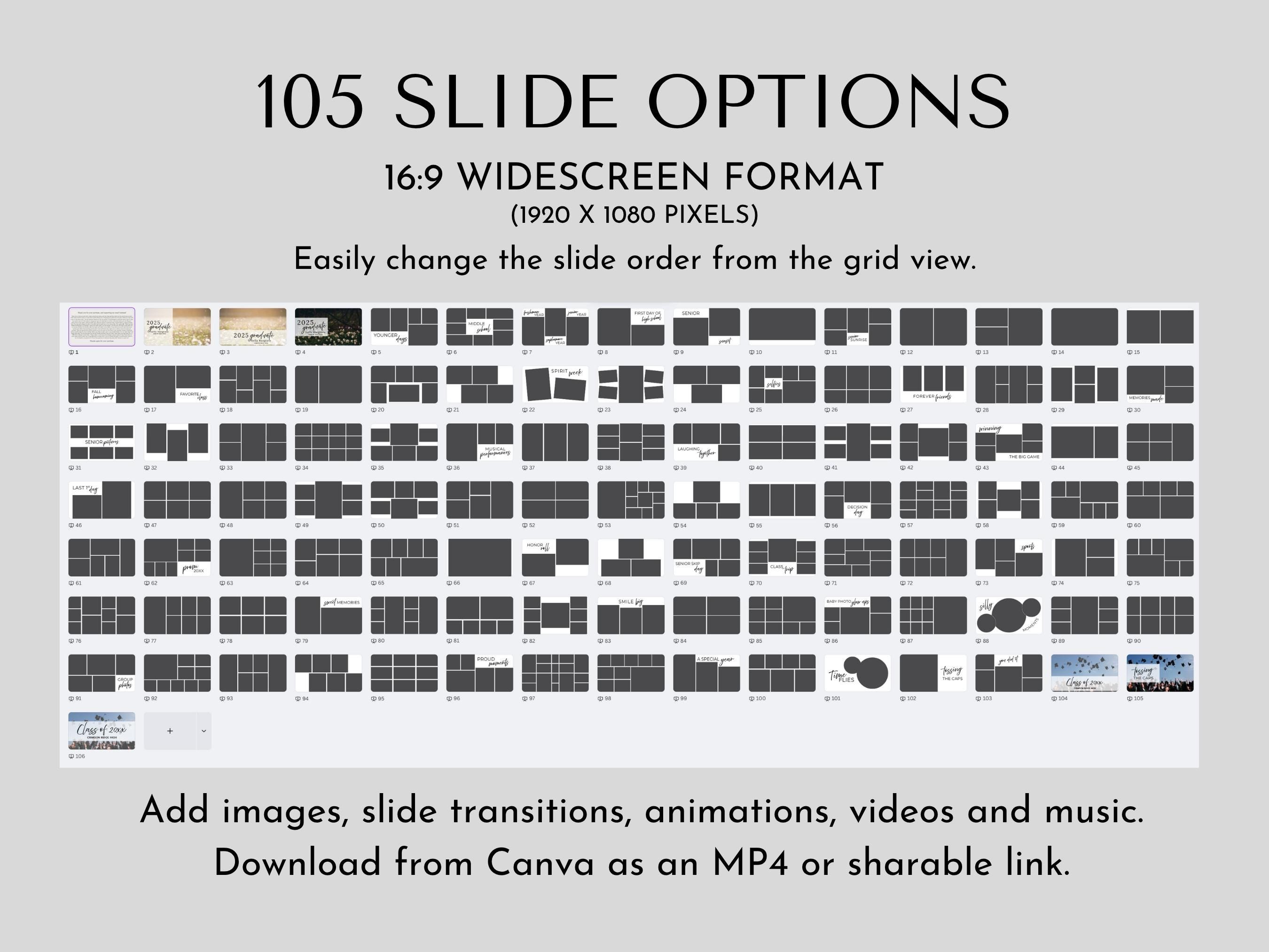 Graduation Slideshow Canva Template: Editable Video Presentation ...