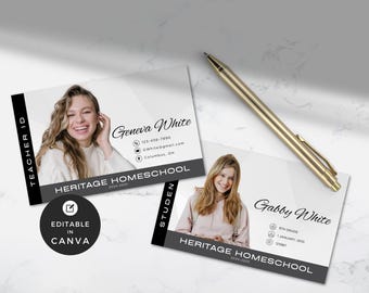 Editable Homeschool ID Card Template: Student & Teacher (Canva)