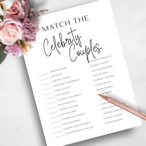 Clean Match the Couples Bachelorette Game, Editable Weekend Party Game, Instant Download, Printable Modern Hen & Bridal Shower Game - MW01