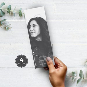 写真ブックマーク Canva テンプレート、葬儀用の編集可能なカスタム メモリアル ブックマーク、死亡記事の記念ブックマーク、追悼カード - F08