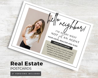 Real Estate Hello Neighbor Postcards: Sage Canva Template (Digital Download)