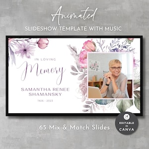 Floral Funeral Slideshow Canva Template: Celebration of Life (Digital Download)