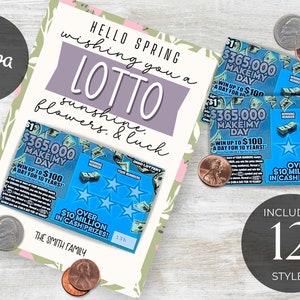 Lotto Realtor | Szablon do edycji zdrapki loterii | Uchwyt na losy loterii Sage and Blush | Wydrukuj wiosenną loterię Pop By | | Canva