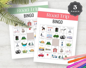 Road Trip Bingo: Familienreise druckbares Spiel (Canva Vorlage)