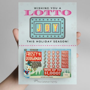 Modello stampabile porta biglietti della lotteria di Natale, regalo Lotto personalizzato modificabile, porta biglietti da gratta e vinci per lui o lei, neve