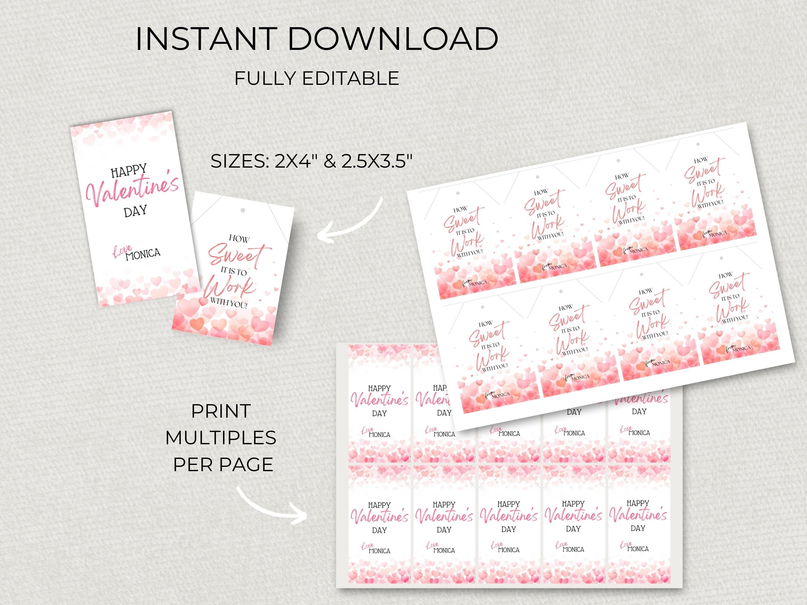 Valentines Day Gift Tags for Coworkers Template, Editable How Sweet It ...