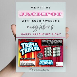 Gratta il titolare della carta della lotteria di San Valentino, carta regalo Lotto modello Canva, vicino stampabile e modificabile, insegnante, suo regalo