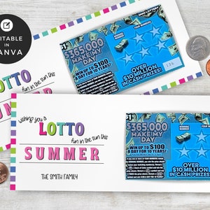 Lotto Makler | Sommer Rubbelkartenhalter | Lotto-Gastgeschenk Makler Marketing | Lotto Pop by Etikett | | Canva Vorlage