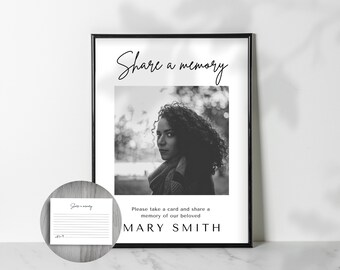 Editable Funeral Share A Memory Card & Sign Template (Canva)