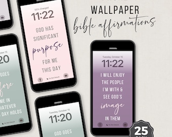 Christian iPhone Wallpaper: Bible Verse Affirmations (Canva Template)