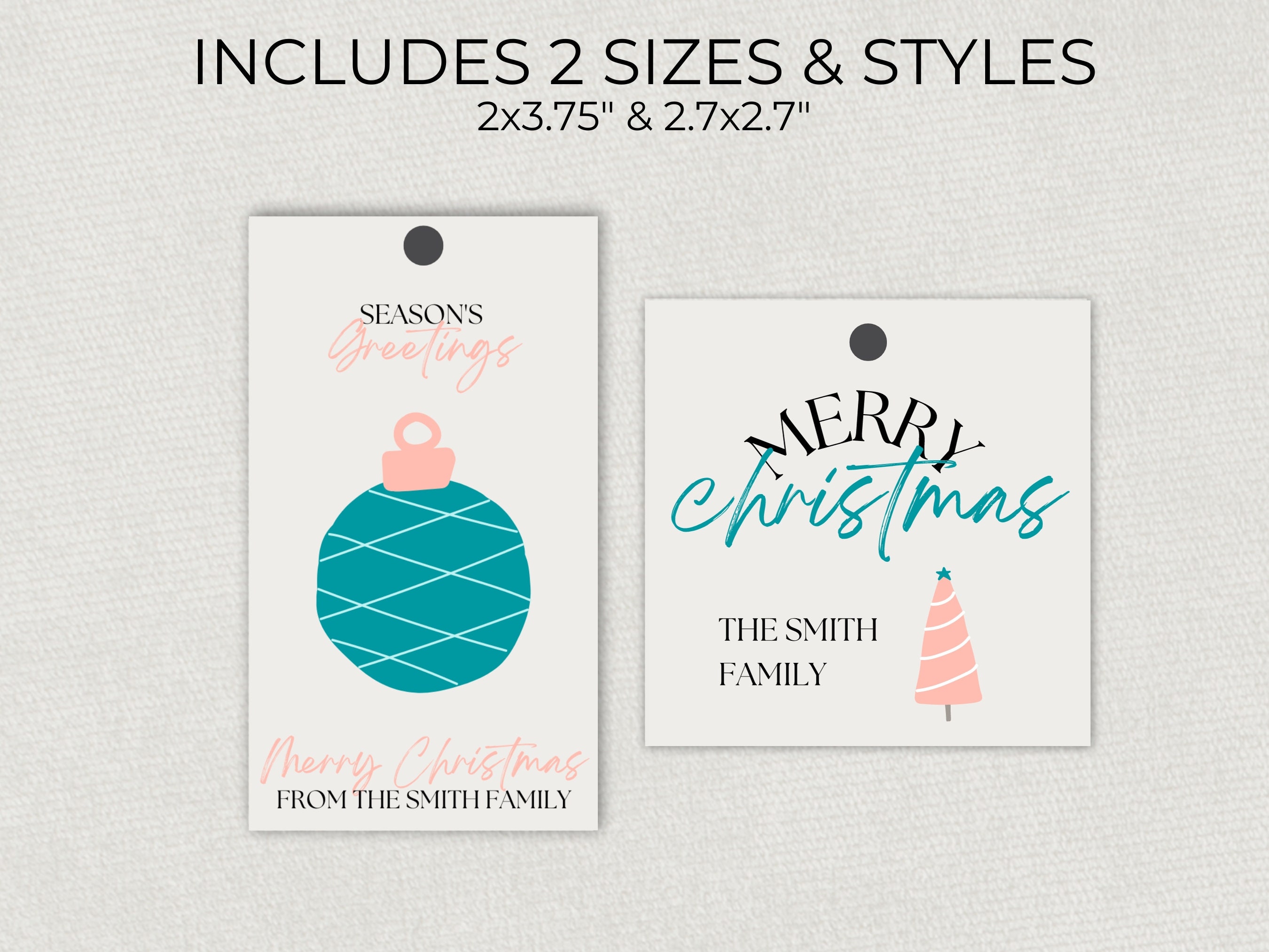 Canva Template Christmas Gift Tag, Simple Turquoise Printable ...
