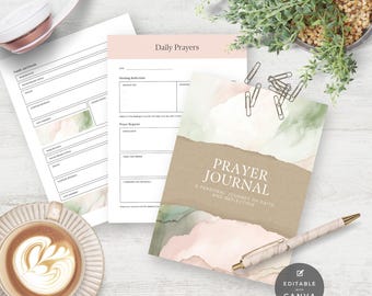 Prayer Journal Canva Template: Digital Bible Study, Daily Devotional (Printable)
