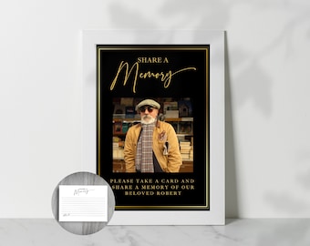 Funeral Memory Card & Sign Template: Share A Memory (Instant Download)