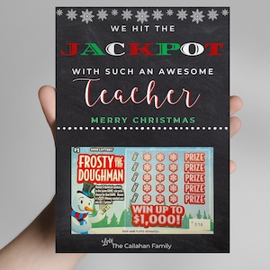 Modèle imprimable canva de porte-cartes de loterie de Noël, cadeau modifiable loto voisin, porte-cartes à gratter bricolage de vacances pour enseignant