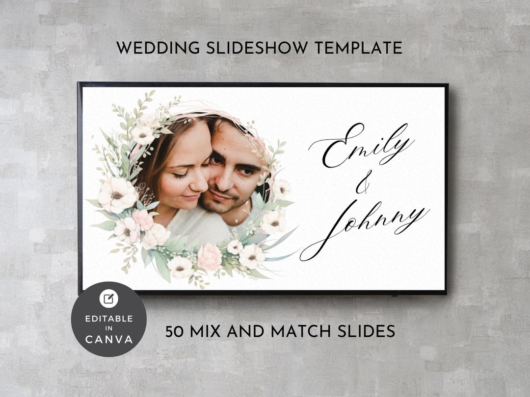 Wedding Slideshow Template Canva, Pink Floral Photo Slide Show ...