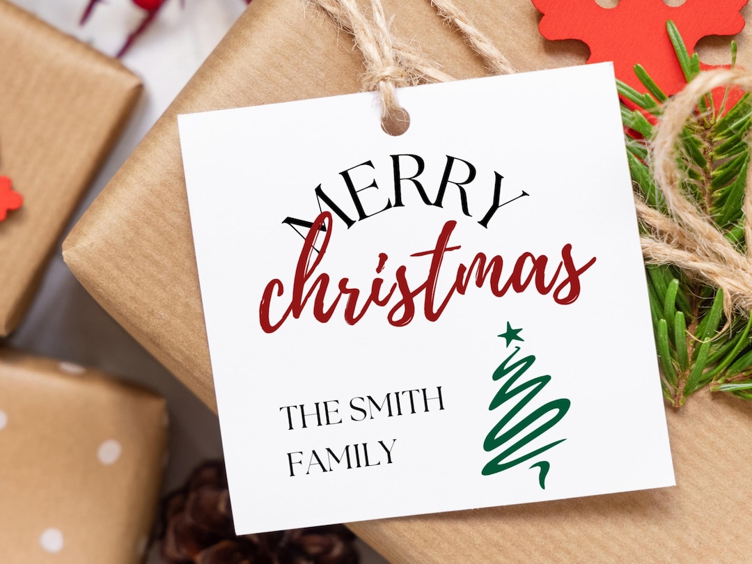 Canva Template Christmas Gift Tag, Simple Printable & Editable Clean ...