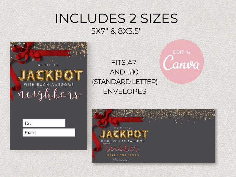 Printable Christmas Lottery Card Holder Canva Template, Editable