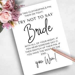 Juego "Intenta no decir novia": Despedida de soltera moderna (Descarga digital)