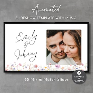Wildflower Wedding Slideshow Template: Animated Photo Presentation (Canva)